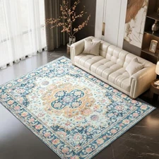4x6 Area Rug for Living Room, Machine Washable Rugs with Non-Slip Backing for 