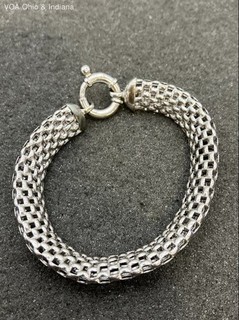 Italian 925 Sterling Silver Woven Mesh Bracelet Large Clasp KA1772 12.4g