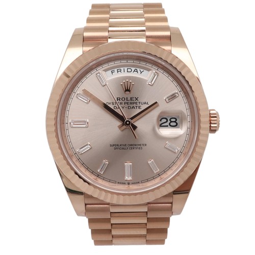 Rolex Day Date 40 18K Gold Diamond Baguette President Sundust Dial Watch 228235