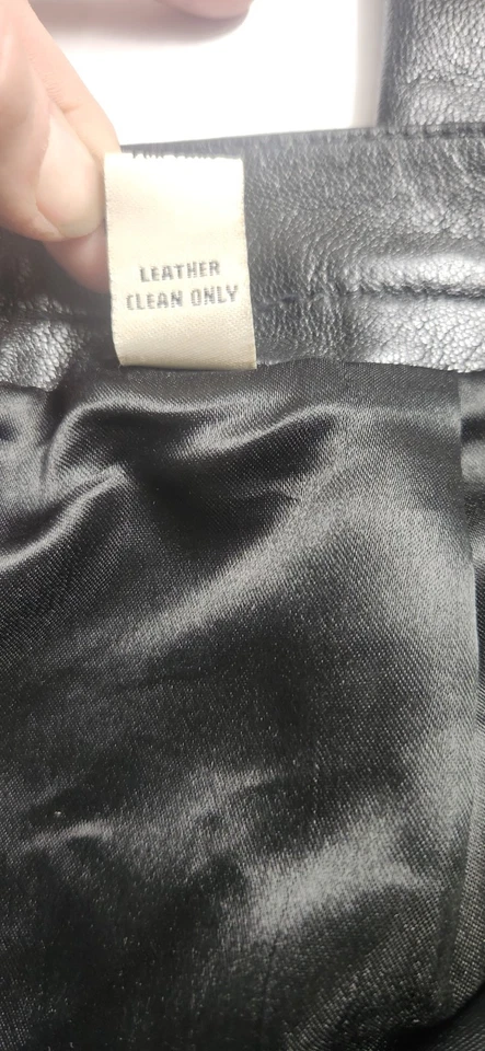 Amanda Smith women's leather pant lined straight leg black high waist size 14 - Image 3 of 4