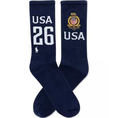 Polo Ralph Lauren Men's Embroidered Country USA Crew Socks Size 10-13 Navy