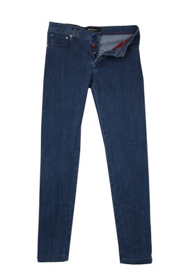 $1200 Kiton Blue Solid Jeans - Slim - (KT1218241)