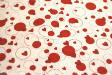 NEW Sturdy Cotton 64" Round Tablecloth Red White Circles Hearts Unused