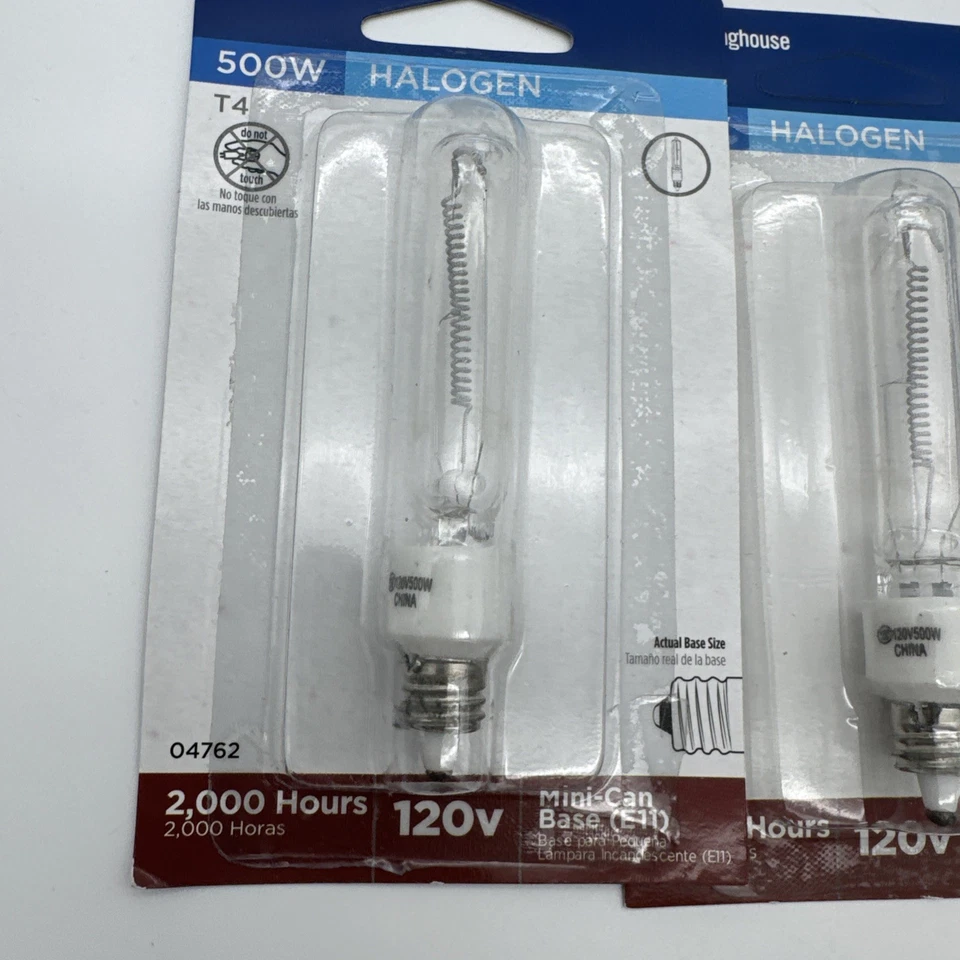 Westinghouse 04762, 500W T4, E11 Mini-Can Base Clear 2000Hr 9000LM 120V 4 Pack - Image 2 of 4