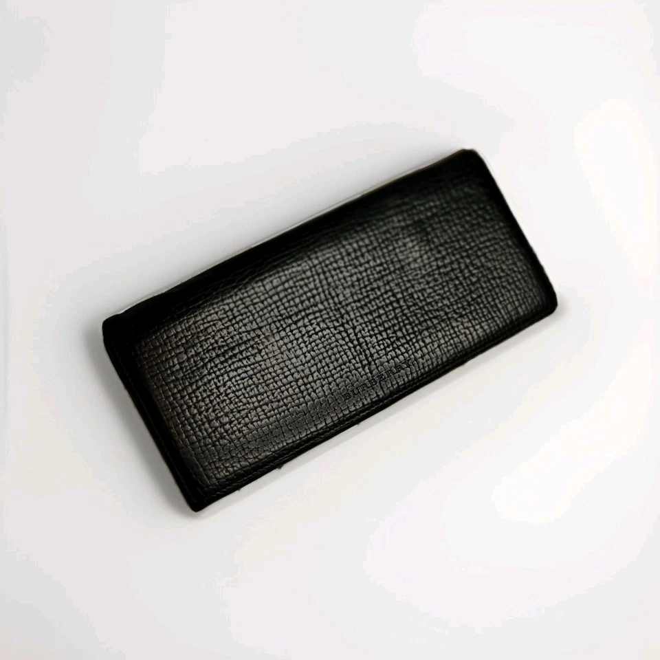 Cartera de Colección Burberry Continental Larga Doble Pliegue Cuero Guijarro Negro Hombres Mujeres Foto 2 de 4