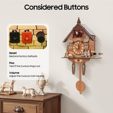 Cuckoo Singing Wall Clock Vintage Pendulum Home Living Room Wooden 25*10*46cm US