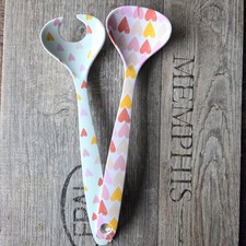 Buntes Salatbesteck rosa rot gelb wei&szlig; Marigold Kunststoff Herzen Liebe Melamin