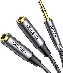 Dual 3.5mm Audio Splitter for Headphones Speakers