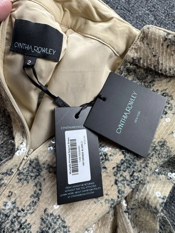 Cynthia Rowley Womens Dress 2 Sequin Michelle Printed Party NWT $595 - Image 2 of 4
