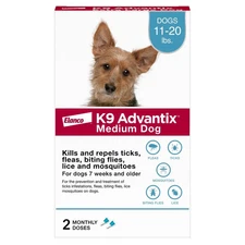MEDIUM Dogs Elanco K9 Advantix Dog Flea And Tick Killer  11-20 LBS 2 Dose 6548