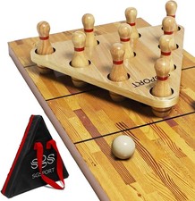 Shuffleboard Bowling Pin Set with 10 Pcs Hardwood Bowling Pins Durabel Trian...