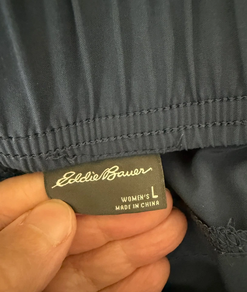 EDDIE BAUER blue lightweight pull on pants w pockets Women's L - Image 3 of 4