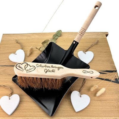 Personalisiertes Handfeger/Kehrschaufel Set Polterabend Hauseinweihung Geschenk