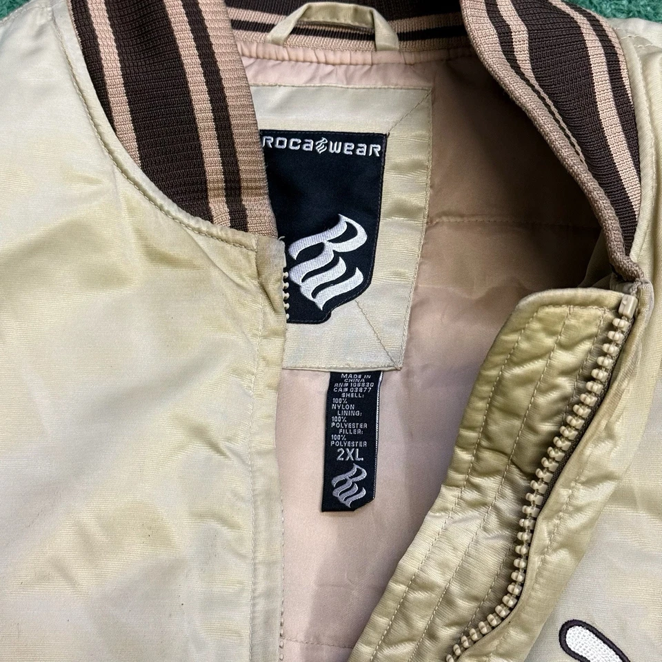 Chaqueta de bombardero acolchada vintage Y2K marrón claro Rocawear talla: 2XL Foto 4 de 4