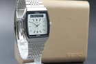 Vintage 1983 MINT / Box Seiko Silver Wave H557-523A White 33mm Ana Digi Qz Men's