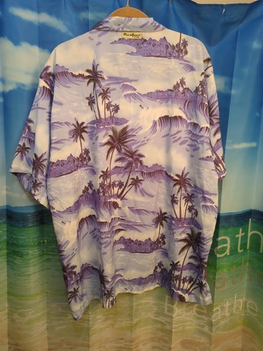 Rain Forest Cafe Button Front Shirt 2XL Souvenir Hawaiian Blue Cruise Aloha A107 - Picture 5 of 5