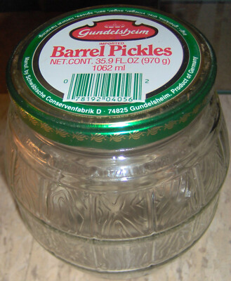 Pickle Barrel Vintage Jar 35.9 oz Clear Glass Gundelsheim Pickles | eBay