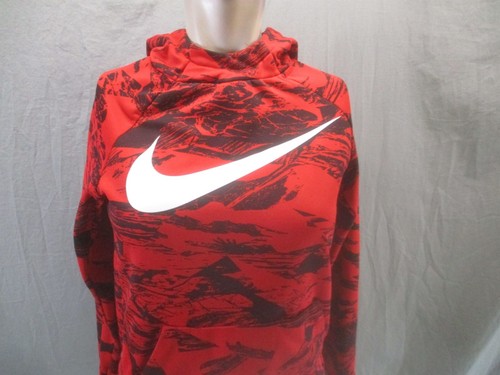 NIKE DRI-FIT Size L Kids Unisex Red Pocket Warm Training Athletic Hoodie 033 - Picture 2 of 9