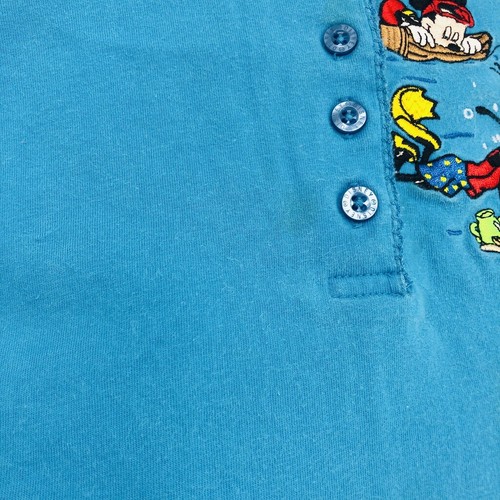 90's Disney Catalog Mickey Kid's Blue Cotton Short Sleeve Henley T-Shirt Size M - Picture 7 of 12