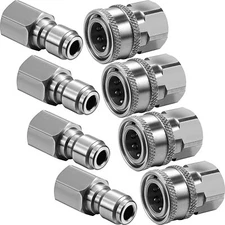 4 Sets 3/8 Inch NPT Stainless Steel Male and Female Quick Connector Pressure Kit
