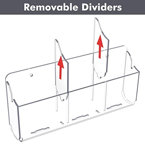 Wall Mounted Acrylic Phone TV Remote Control Holder Box with 3 Compartments - Picture 6 of 7