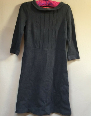 Boden WH535 Women's Size 8L Boat Neck Alexa Dress 3/4 Sleeve Gray Stretch Lined