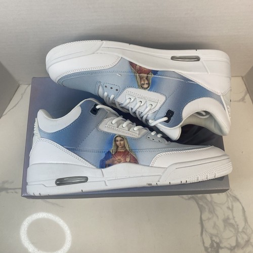 Kito Wares Jordan 3 Estilo Madre Mary Tributo Hombres Talla 9 Nuevo con Caja Raro Blanco - Imagen 2 de 18
