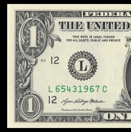 Four Digit Ladder Fancy Serial Number One Dollar Bill L65431967C Year Note 1967 - Picture 4 of 12