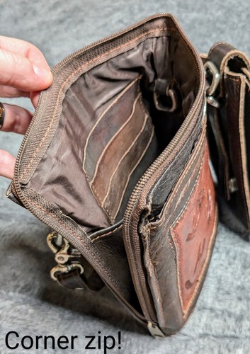 Vintage AMERICAN WEST Hand-Tooled Leather Crossbody Purse + Glasses/Phone Case! - Picture 8 of 22