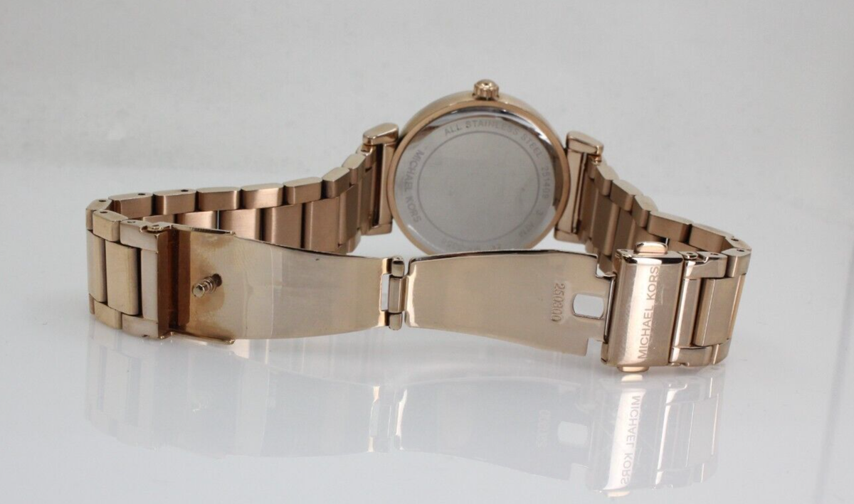 Michael Kors Caitlin Unisex Rose Gold Black Stone Dial 38mm 