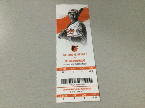 ORIOLES~2018 TICKET STUB vs INDIANS~4/20/18-4/21/18-4/23/18 - Foto 3 di 4