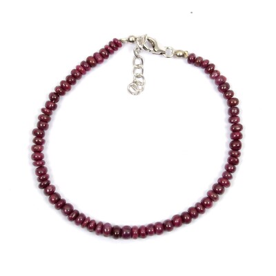 Natural Ruby 925 Sterling Silver 9 inch Bracelet 3-5 MM Roundelle Shape Beads