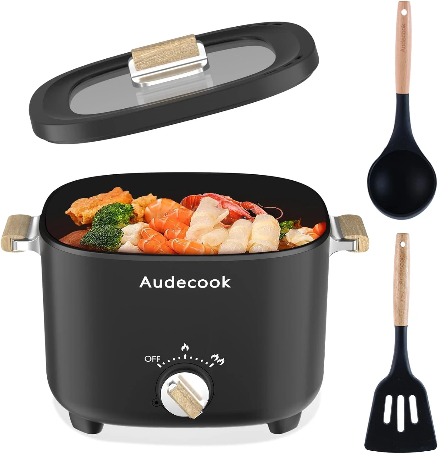 Hot Pot Electric, 2.5L Portable Nonstick Multicooker for 1-3 Persons, Honeycomb