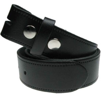 Boys Belt 10-12 Kids Snap-On Leather Belt - Plain Black Belt With