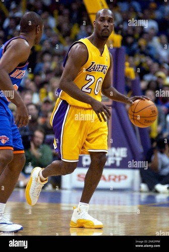 Gary Payton Los Angeles Lakers NBA Jersey Men L Reebok Gold Glove HWC Sewn #20 - Picture 11 of 13
