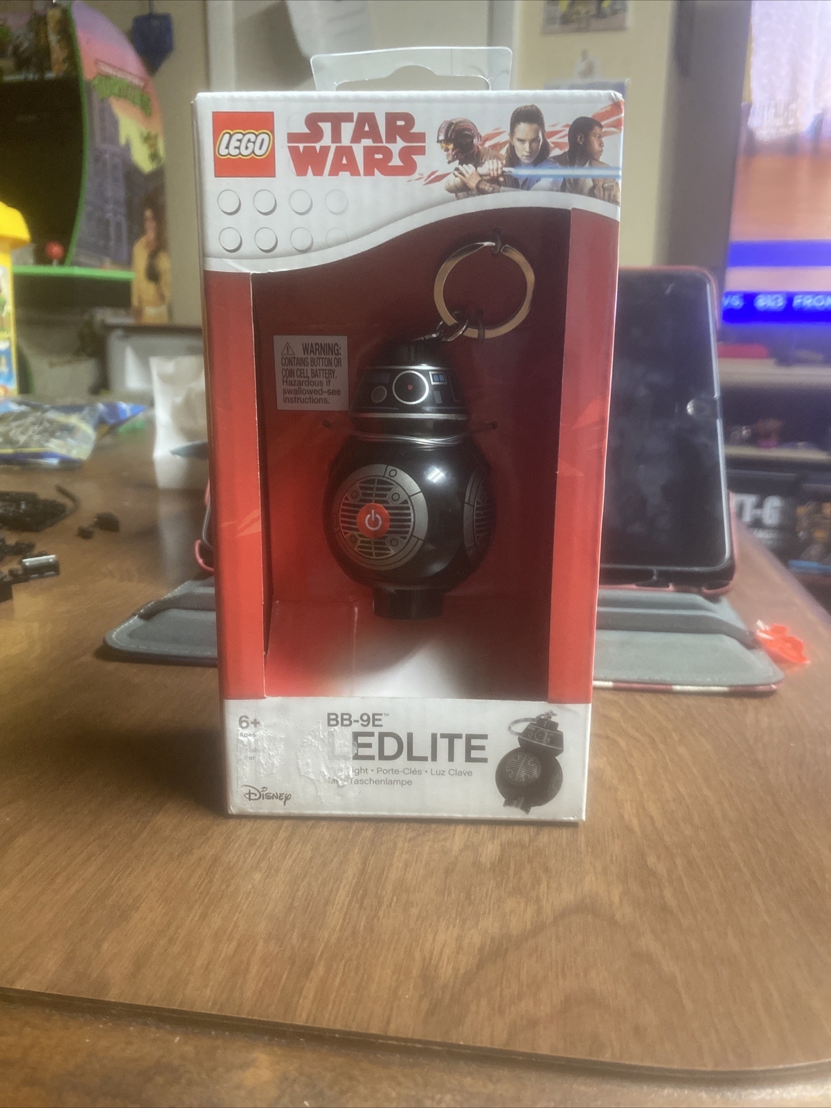 NIB LEGO Star Wars BB-9E LED Key Light Keychain/Backpack Black/White/Silver 