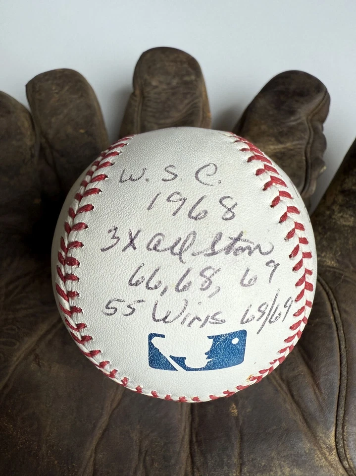 Denny McLain Signed Autographed Life Stats Official Major League OML Baseball - Image 3 of 4