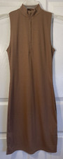Shein Sleeveless Turtleneck Mini Dress Size M Brown Zipper Front