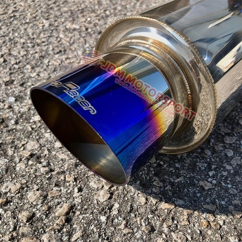 TITANIUM BLUE ProRacer Stainless Steel SINGLE EXHAUST MUFFLER IN 3 Out 3.5 - Picture 4 of 5