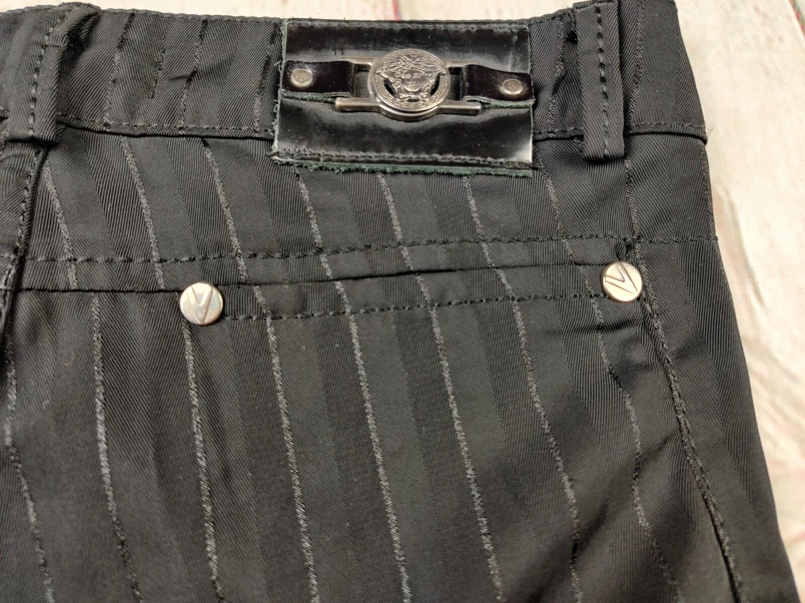 Abito Pantalone Gianni Versace Classico Donna Nero Dritto Formale Pantalone Rigato