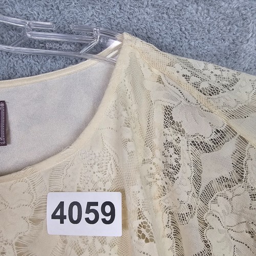 Free People Boho Top M Beige Encaje Manga Kimono Etérea Ligera Cuello Redondo - Imagen 8 de 15