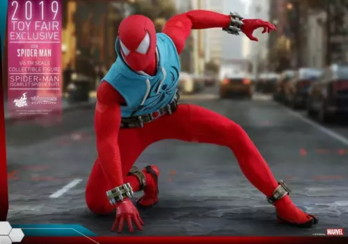Hot Toys 1/6 VGM34 Marvel's Spider-Man Scarlet Spider Suit Figure Collectibles - Picture 8 of 14