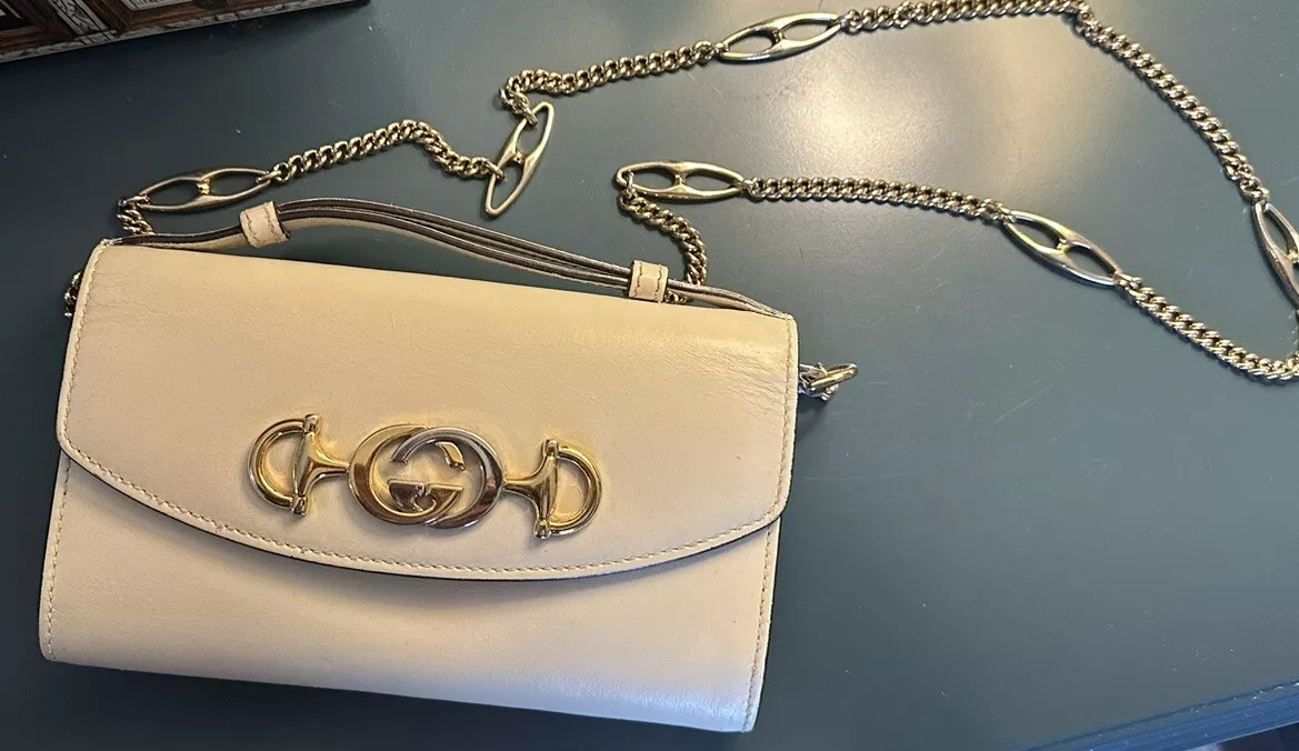 Gucci Sac à main crème Zumi poignée supérieure et chaîne rabat 100% authentique, petit UNIQUE