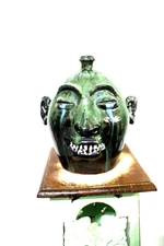 ( RARE ) cry n eyes ] marvin bailey        face jug folk art size 10'' t x 8'' w