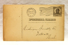 UX20 WILLIAM McKINLEY POSTAL CARD ONE CENT POSTMARKED 1909