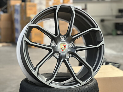 New 21x9.5F 21x11R BLACKOUT FORGED PORSCHE CAYENNE GTS (4 Wheel) 5x130 GUN METAL