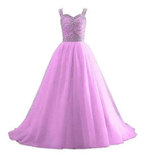 Tulle Beaded Princess Girls Pageant DressWith Straps Lace up Back