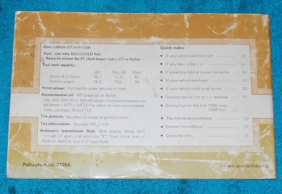 1982 Toyota Corona ORIGINAL OEM OWNER'S MANUAL Jdm - Image 2 of 2