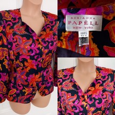 Adrianna Papell Silk Jacket Uk 12 Dark Floral Wedding Cocktail Party Fitted