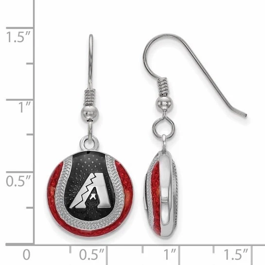 Arizona Diamondbacks Enameled Baseball Dangle MLB Earrings SS521DIA $183.90 - Image 2 of 2